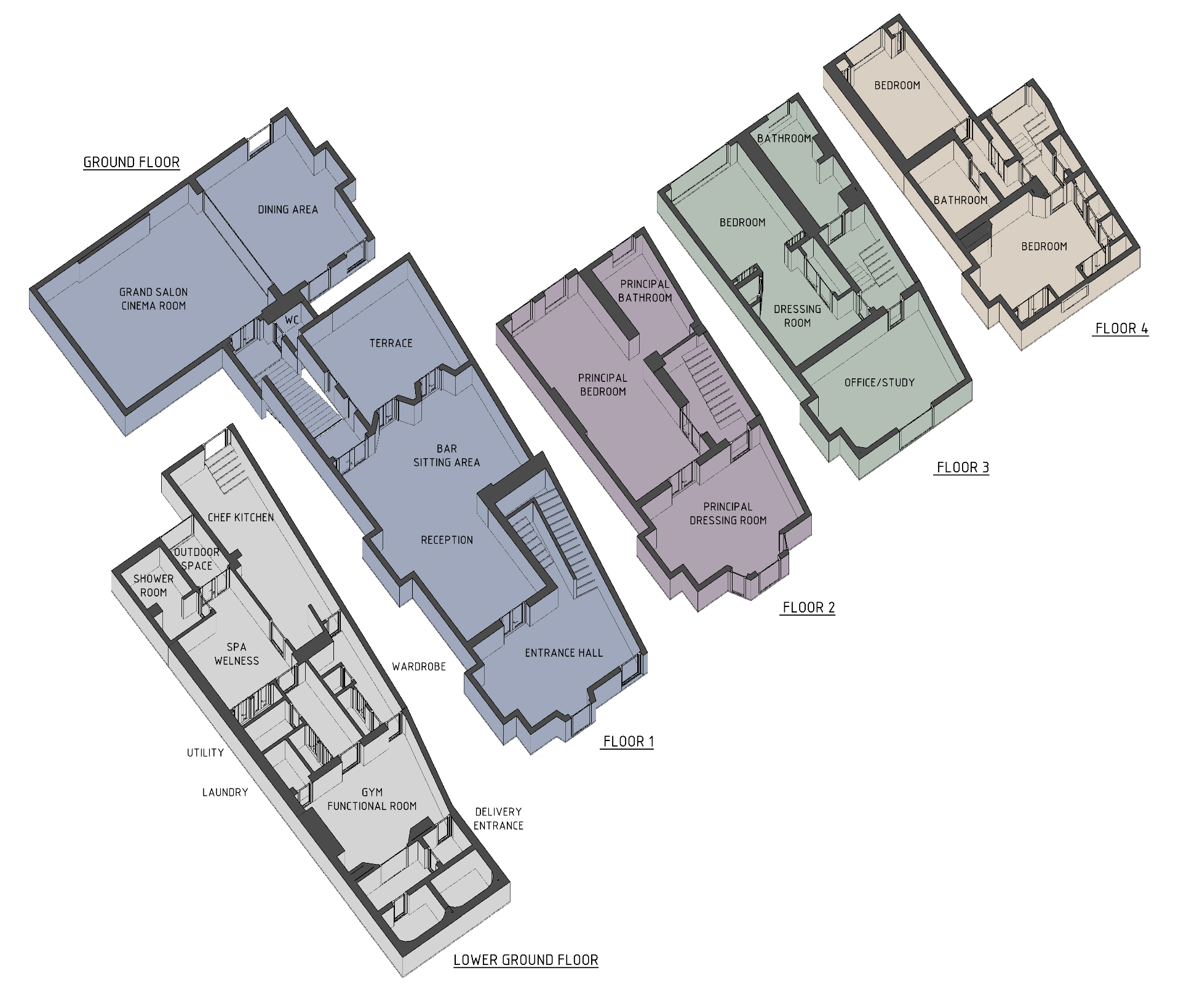 The Signature Residence — 3D axonometric
